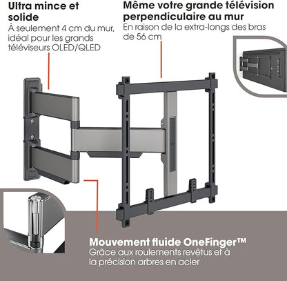 Vogel's TVM 5445 Full-Motion Ultra-Thin TV Wall Bracket for 32-65 inch TVs, Max. 77 lbs, Swivels up to 180°, Full-Motion TV Mount max. VESA 400x400, Universally Compatible