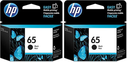HP 65 Black Ink Cartridge | Works with HP AMP 100 Series, HP DeskJet 2600, 3700 Series, HP ENVY 5000 Series | Eligible for Instant Ink | N9K02AN (Pack of 2)