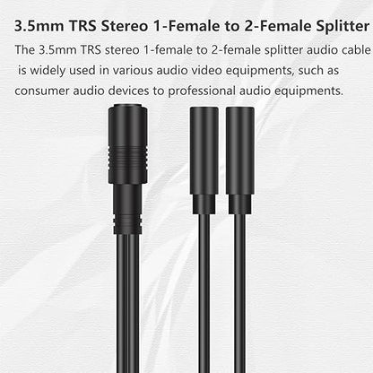 Bolvek 2 Pack 3.5mm 1/8" TRS Stereo 1-Female to Dual 2-Female Jack Splitter Audio Cable