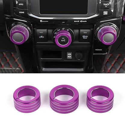 JeCar Air Conditioner Button Trim Cover Aluminum Alloy Knob Cover Fit for Toyota 4Runner 2010-2023, Purple