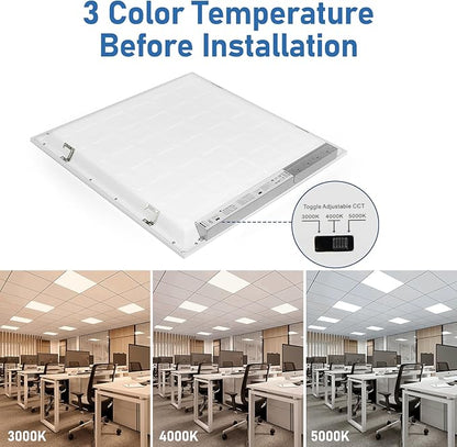 CycevSun 4-Pack 2x2 LED Flat Panel Light Drop Ceiling, 0-10V Dimmable, 40W, 4400LM, 3CCT 3000K/4000K/5000K Selectable, 100-277V, ETL Listed, 5-Year Service
