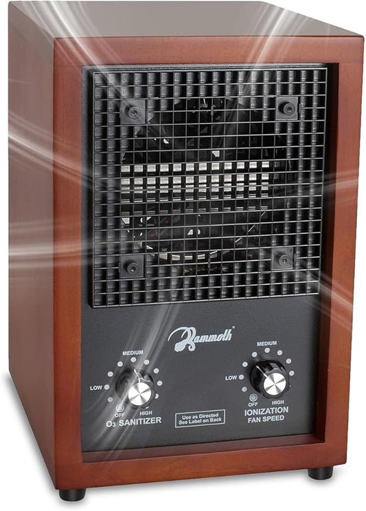 Mammoth Ion and Ozone Generator 3000 mg/hour, Adjustable up to 3,500 SqFt Ionizer & Deodorizer Ozone Odor Eliminator- Ozone Machine Wooden Design Ideal for Dust, Pollen, Pets & Smoke Smell
