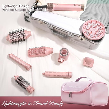 Mythsight Dual Voltage StyleVibe 8-in-1 Air Styler, Hair Dryer & Blow Dryer Brush with Travel Case - Auto Wrap Curls (L/R), Fast Drying, Thermal Brush for Blowouts & Frizz-Free Volume, No Heat Damage