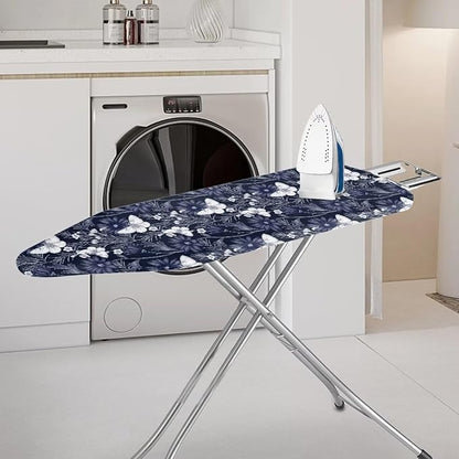 ZCFYGDX Ironing Board Covers Butterfly Blue Flower Print Lightweight & Breathable Anti-Slip & Wear-Resistant (15 x 48 in) Hook & Loop Elastic Edge Easy to Install, Scorch Resistant Decor Size-L