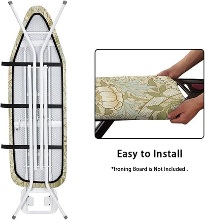 ZCFYGDX William Morris Prints Ironing Board Cover Easy Install St&ard Size with Elastic Edge 3 Bottom Nylon Buckle Straps Breathable Ironing Decor Suitable for Wide Ironing Board House Decor Size-L