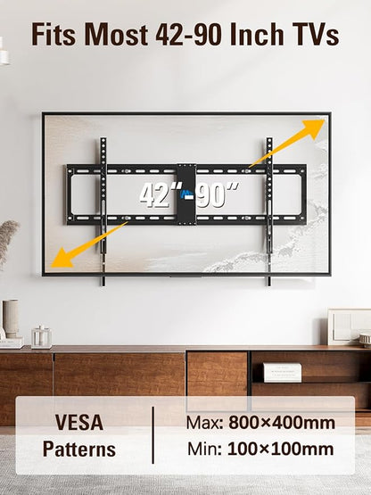Mounting Dream Fixed TV Wall Mount, Low Profile Wall Mount Bracket for Most 42-90 Inch Television, Flush TVs Mount for Space Saving, Fits 16", 24", 32" Studs, Max VESA 800x400mm and 132lbs MD2361-32