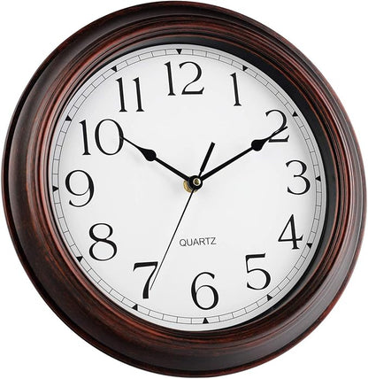 KECYET 12 Inch Wall Clocks Battery Operated Silent Non-Ticking Wall Clock Vintage Retro Rustic Style Decorative for Living Room Kitchen (Bronze)