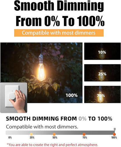 Lumiverse Dimmable Edison Bulbs 60 Watt LED, 2700K Soft White, Antique Style ST58 LED Filament Bulbs, E26 Base LED Bulb 5.5W, Clear Glass, Pack of 60