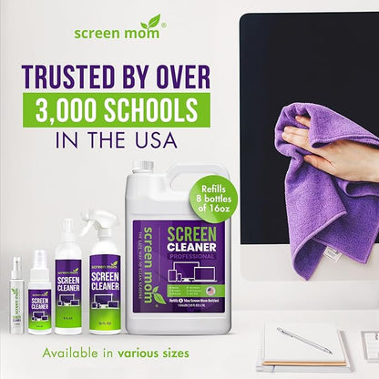 Screen Mom Screen Cleaner Purple Microfiber Cloths (6-Pack) - Microfiber Screens Cleaner Cloths, TV Cleaning Cloth for Electronic Cleaners, Laptop, Computer & Car Screens Cleaning Kit, TV Cleaners