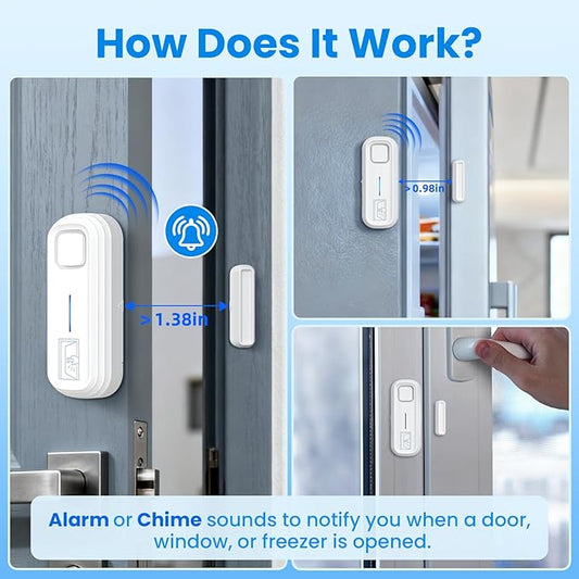 Sanjie Door Alarm with Instant and Delayed Alerts 30s/1min/2min/4min, Door Window Ajar Alarms for Kids Safety/Home Security, Volume 0-120dB, Left Open Alert for Freezer Fridge Home, 1 Sensor