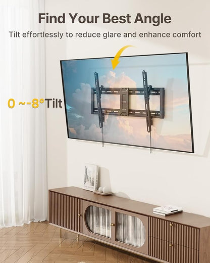 monTEK Heavy Duty Tilting TV Wall Mount for 43-95 Inch TVs, 200 lbs Capacity, 1.65" Slim Low Profile Wall Bracket, Max VESA 800x400mm Fits 16"/18"/24" Studs, Space-Saving for Large Flat & Curved TVs