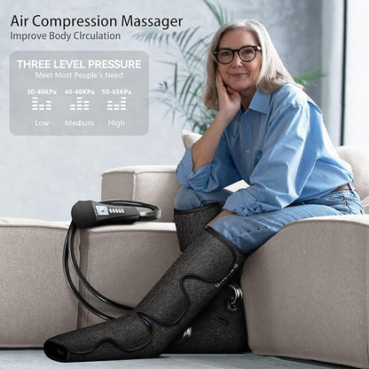 UMARMUNG Air Compression Leg Massager with Heat, Gifts for Women Men Mom Dad, Leg Foot Massager Gift for Christmas, Fathers Day, Mothers Day, Vericose Veins, Edema, Muscle Fatigue, Cramps, Swelling