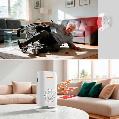 Wireless Motion Sensor Door Chime: Doorbell for Business When Entering, Caregiver Reminder for Elderly, Pet Monitoring Buzzer, Motion Sensor Detect Alarm for Home Security, 2 Sensors 1 Receiver