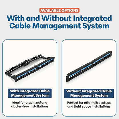 Everest 24 Port Keystone Patch Panel (4-Pack) - Removable 6-Port Panels - Use with Slim Profile Keystones ONLY (Wider Jacks May not fit Side by Side) - with Adjustable Rear Cable Management Bar