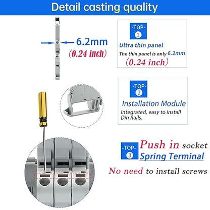UL Listed 10Pcs Electromagnetic Relay for PLC;24V Relay Din Rail; 24VDC and 24VAC Both; SPDT 6 Amp Push in Socket Screw-Free Wiring