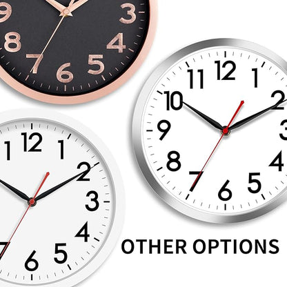 AKCISOT Wall ClockModern Black Silent Non Ticking Wall Clocks Battery Operated 10 Inch,Small Analog Classic Clock Decorative for Bedroom, Kitchen, Home Office, Bathroom, School, Living Room