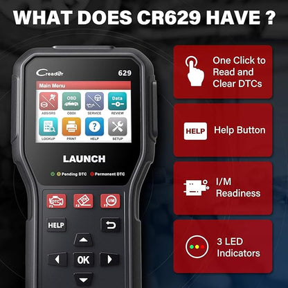 Launch CR629 OBD2 Scanner 2026 Scan Tool with Reset Oil/BMS Service+Live Data, Professional Mechanic Full OBDII Diagnostic Code Reader for Read/Clear DTCs Lifetime Free Update