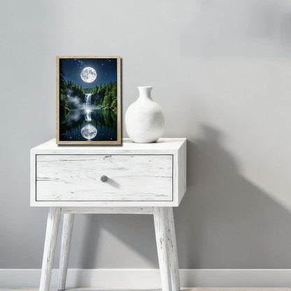 URVIP LED Glowing Photo Frame, 3D Starry-Sky Moon Lake Misty Forest Wall Art, 9x12 Inches Dimmable Light Up Light Painting for Bedroom, Unique Aesthetic Decor, Great Birthday Gift for Women Men