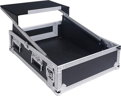 Sound Town 2U Glide Style Rack Case with 11U Slant Mixer Top, 20.7” Rackable Depth and Laptop Platform - Pro Tour Grade (STMR-2ULT)