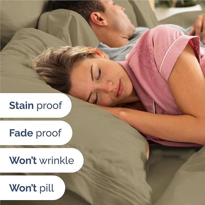 Full Size 4 Piece Sheet Set - Comfy Breathable & Cooling Bed Sheets Set - Hotel Luxury Bedding for Women, Men, Kids, Teens, Boys & Girls - Deep Pockets, Ultra-Soft and Wrinkle Free - Oeko-Tex - Khaki