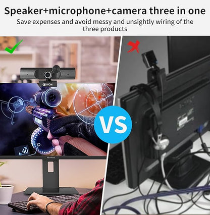Oivom Webcam with Microphone and Speaker, 1080P Web Camera for Desktop Computer Laptop, USB Camera with Physical Privacy Cover,Plug and Play, Streaming Webcam, Wide Angle PC Cam (1080p mic Speaker)