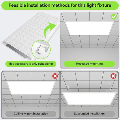 SLAclite 4 Pack 2x4 LED Flat Panel Light 50/40/35/30/25W 6500lm Adjustable, 0-10V Dimmable LED Flush Mount Ceiling Light Fixtures, 2.7K/3K/3.5K/4K/5K Selectable for Office Kitchen Garage - ETL Listed