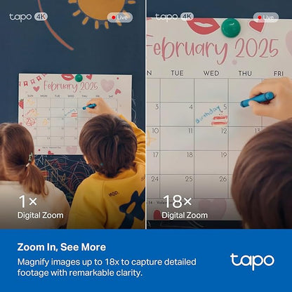 Tapo 4K Pan/Tilt Indoor Security Camera for Baby Monitor, Dog Camera w/Motion Detect and Track, 360° View, Color Night Vision, SD/Cloud Storage, Works w/Alexa, Google, and Bixby RoomCam 4K