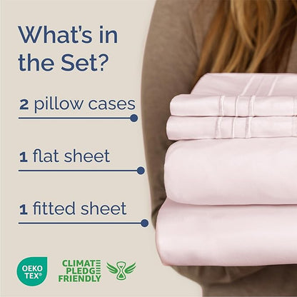Queen Size 4 Piece Sheet Set - Comfy Breathable & Cooling Bed Sheets Set - Hotel Luxury Bedding for Women, Men, Kids, Teens, Boys & Girls - Deep Pockets, Soft, Wrinkle Free - Oeko-Tex - Lavender Pink