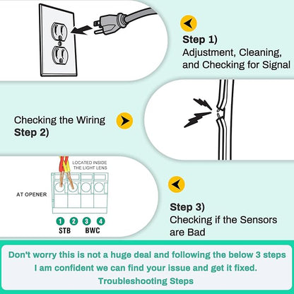 for Genie Garage Door Sensor, Replacement for Genie/Overhead Garage Door Sensor, Compatible with Genie/Overhead Garage Door Opener Made After 1993, Item Includes Two Sensors (Receiving&Sending)