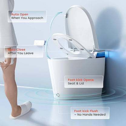 HOROW Artistic Bidet Toilet, Smart Toilet with ADA Chair Height, MAP 1000g Powerful Flush, Auto Open/Close Lid, Instant Warm Water, Elongated Heated Seat, Deodorization