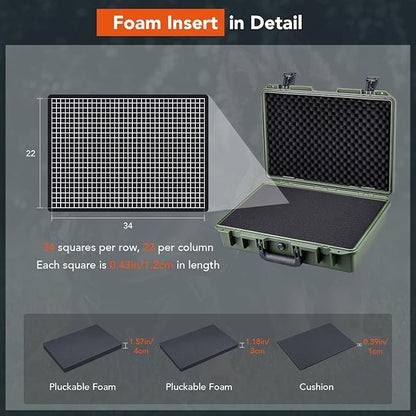 Lykus HC-4410 Waterproof Hard Case with Customizable Foam Insert, Interior Size 17.32x11.42x4.72 in, Suitable for up to 16" laptop,Starlink Mini,keyboard,drill,audio mixer,mic,flashlight,and more