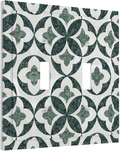 Bvtewkhz Green Luxury Modern Cubic Marble 2 Gang Double Toggle Decorative Light Switch Covers Electrical Faceplate Switch Plates for Bathroom Kitchen Home