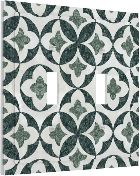 Bvtewkhz Green Luxury Modern Cubic Marble 2 Gang Double Toggle Decorative Light Switch Covers Electrical Faceplate Switch Plates for Bathroom Kitchen Home