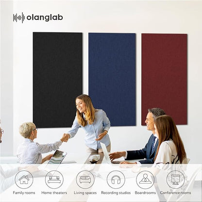 Olanglab Acoustic Panels 2 Pack, 48''x24'' Large Sound Panels, Fabric Wrapped Sound Proof Foam Panels for Walls, Sound Absorbing Panels for Recording Studio Acoustical Treatments (Black)