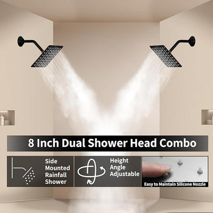 KATAIS Oil Rubbed Bronze Digital Display Shower System with 12 inch Ceiling Mounted Shower Head and Wall Mounted Two Shower Head(8 inch), with Handheld Shower
