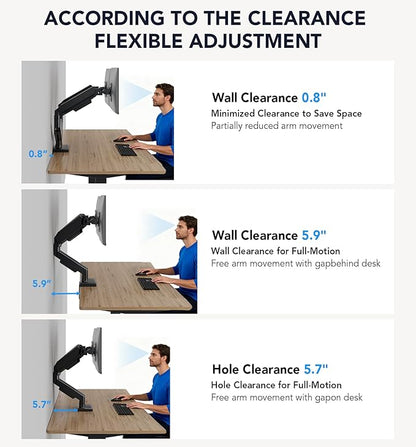Dual Monitor Stand, Adjustable Monitor Desk Mount for 17″–32″ Computer Screens, Full Motion VESA 75x75/100x100 with C-Clamp & Grommet Aluminum Base, Each Arm Holds 4.4 to 20 lbs AX09DB201