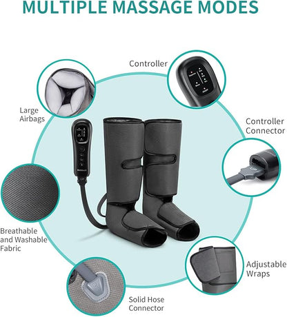 Nekteck Leg Compression Massager for Circulation and Relaxation, FSA Eligible Foot and Calf Massage Machine 2 Modes 3 Intensities with Hand-held Controller for Pain Relief, HSA Adjustable Leg Wraps