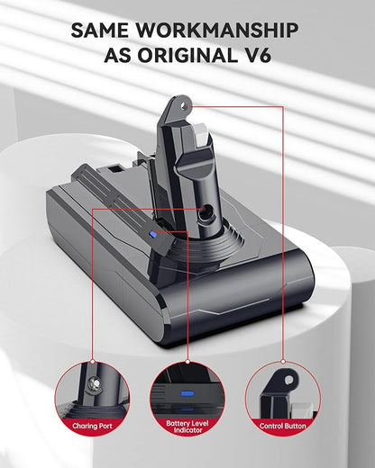 Morpilot Battery Replacement for V6, 21.6V 8000mAh Li-ion Battery Compatible with V6 Animal V6Absolute V6Motorhead V6Fluffy SV03 SV04 SV05 SV06 SV07 SV09 DC58 DC59 DC61 DC62 DC72 DC74 Vacuum Cleaner