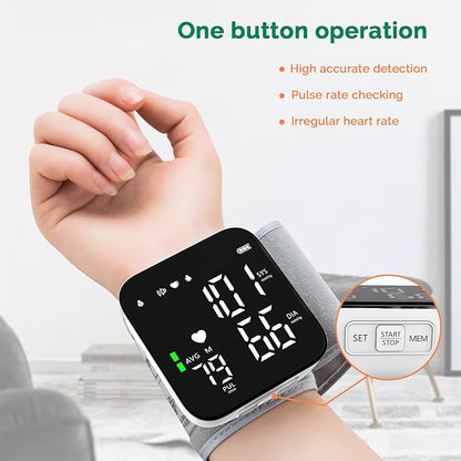 Greetmed Wrist Blood Pressure Monitor Automatic Talking Wrist Blood Pressure Cuff Digital Full Screen LED Display Bp Machine Adjustable Bp Cuff Voice Broadcast Health Care for Home Use
