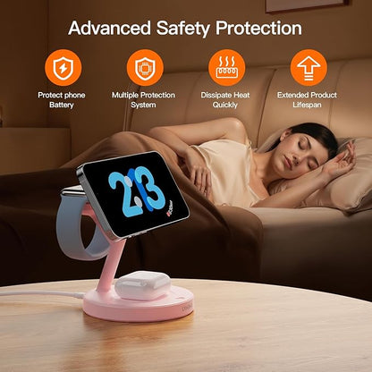 2025 3 in 1 Charging Station for Apple iPhone AirPods Watch with Mag-Safe Charger Wireless Charger Stand for iPhone 16 15 14 13 12 Series AirPods iWatch Series - Gifts for Wife & Husband