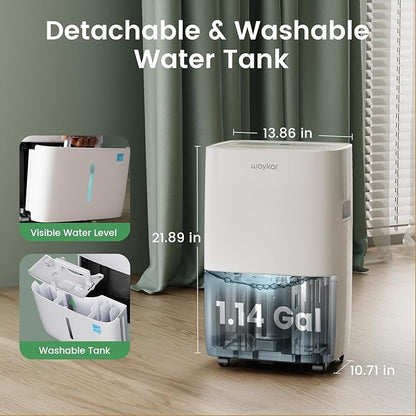 Waykar 80 Pints 2025 Energy Star Dehumidifier for Spaces up to 5,000 Sq. Ft for Basement and Home, Large Room with Drain Hose and 1.14 Gallons Water Tank