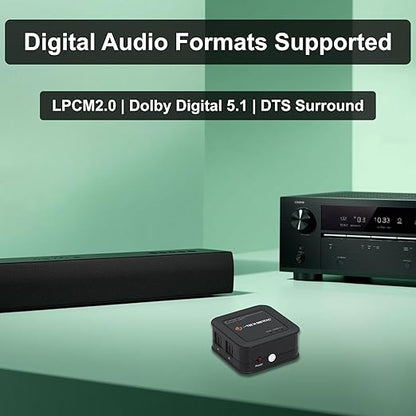 J-Tech Digital Toslink Optical Splitter 1 in 3 Out for TV, Toslink Splitter 1x3 Audio Splitter Supports LPCM2.0, Digital 5.1 Audio for Soundbar AV Receiver Gaming Console [JTD-SP0103]