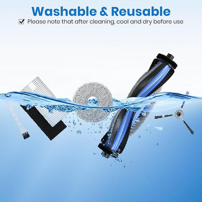 Bluevisk M3 Replacement Parts for Lefant M3 Accessories Robotic Vacuum Cleaner Parts 2 Roller Brush,4 HEAP, 6 Mops, 6 Dust Bags, 6 Side Brushes, 1 Clean Brush