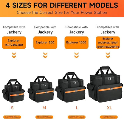 Carrying Case Compatible with Jackery Explorer 240/300/160/GOLABS R300/Anker 521 Portable Power Station,Waterproof Travel Storage Bag with Multiple Pockets for Charging Cable and Accessories(Bag Only)