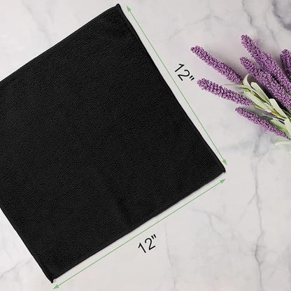 UNIMADE Washcloths - 20 Pack - Face Towels (12" x 12"), Highly Soft Wash Cloths and Hand Towels, Fast Drying Multi-Purpose Microfiber Cleansing Cloths for Bathroom, Hotel, Spa, and Salon - Black