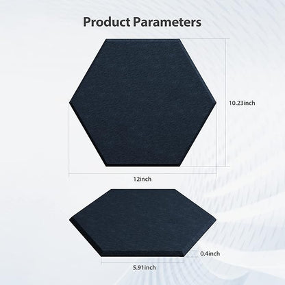 Amantech 12 Pack Acoustic Panels Self Adhesive Sound Proof Foam, High Density Sound Acoustic Panel, 12X10.23X0.4 Inch Hexagon Panels in Home, Office, Reccording Room, Studio,and more(Dark Blue)
