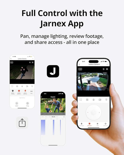 Jarnex Outdoor Porch Light Camera, 2K Wi-Fi Security Cam with AI Human Detection, Pan & Tilt, Dusk to Dawn, 2-Way Audio, Cloud/SD Storage, Wall Lantern Sconce Camera for Porch, Garage, Patio, Doorway