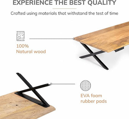 Anji Mountain Monitor Stand - Desktop Organizer & Laptop Riser, Ergonomic Monitor Riser, Space-Saving Monitor Stand for Desk, Durable Construction, Easy Assembly, Ideal for Home & Office,Natural