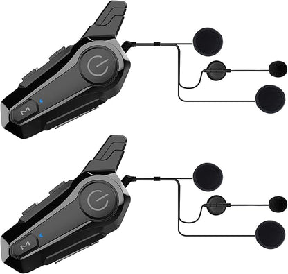 cepkquis Motorcycle Bluetooth Headset Wireless Helmet 2-Way 400M Intercom Headphone with CVC Noise Cancellation Stereo Music IPX6 Waterproof for Half/Open Face Helmet 2 Pack
