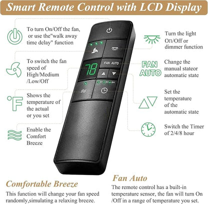 Hampton Bay Universal Ceiling Fan Thermostatic Remote Control Kit with Wall Holder for Hunter Home Decor Harbor Breeze，3-Speed Light Dimmer Timer Replacement for HD3 TR222A 98108 98130 98101 98131
